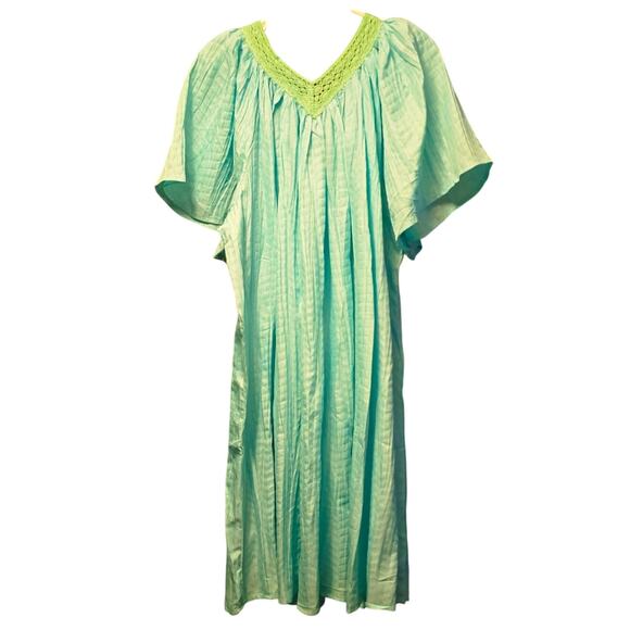 C W classic mint midi crinkle kaftan dress 2x - Picture 2 of 4